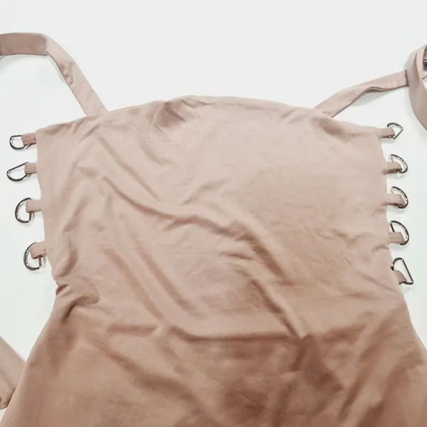 Superdown Yvonne Laced Back Midi Dress in Taupe - Image 5