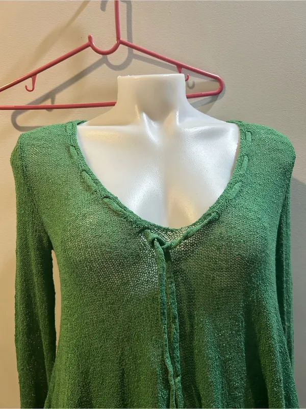 Free People Green Boho V-Neck Long Sleeve Tunic - Image 2