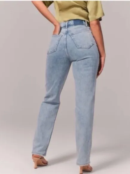 ABERCROMBIE & FITCH 90s Straight Ultra High Rise Crossover Waist Jeans Size 8/29 - Image 2