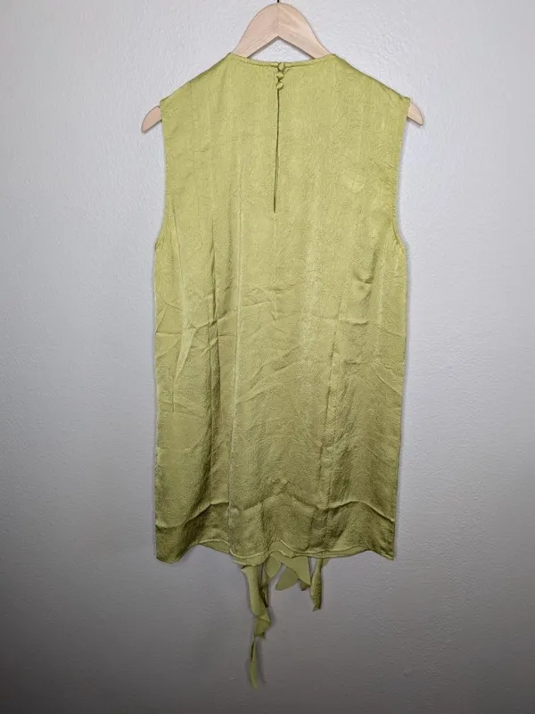 Baum Und Pferdgarten Sleeveless Ruffle Front Satin Dress Dark Citron Size 44 EU - Image 6