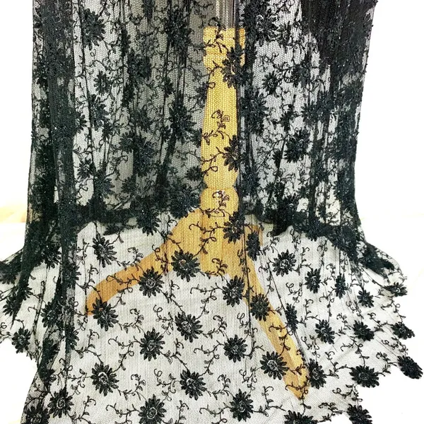 Jovani Sheer Illusion Lace Evening Gown Black Beaded Maxi 8 Formal Prom Black Tie - Image 4