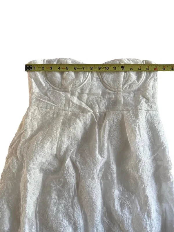 Lulus From this Day White Floral Jacquard Strapless Midi Dress Size L NWT - Image 13