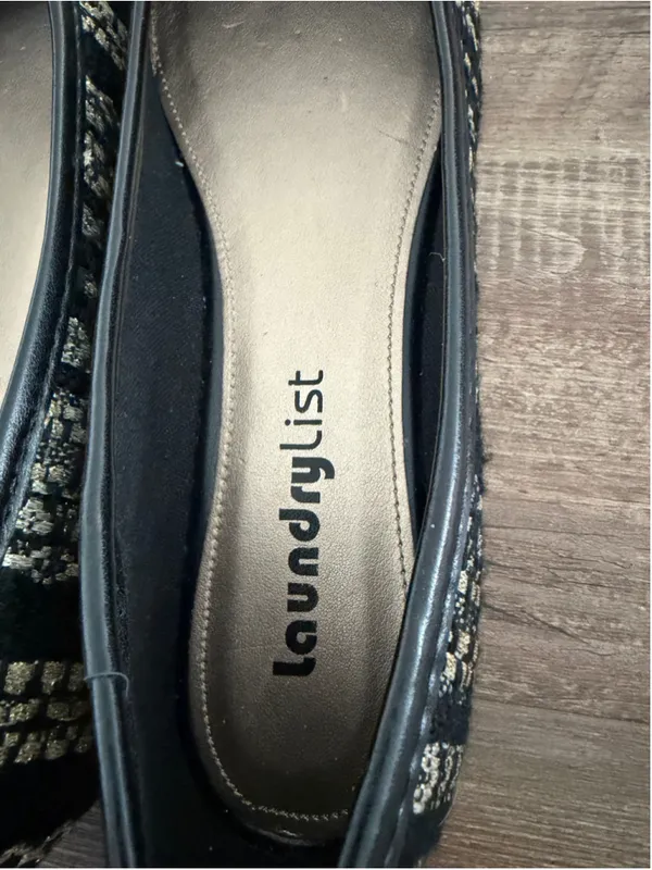 Laundry List Ballet Flats Size 8 Black Gold - Image 3