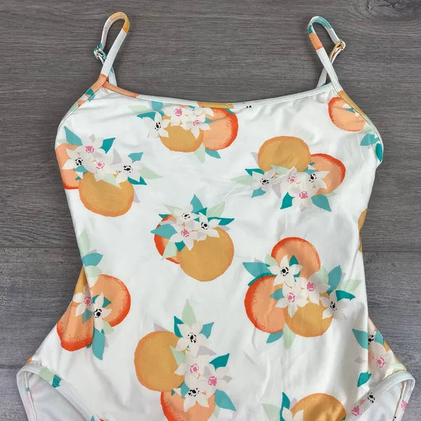 Kate Spade New York Cream Oranges Print One Piece Swimsuit Sz.M - Image 6