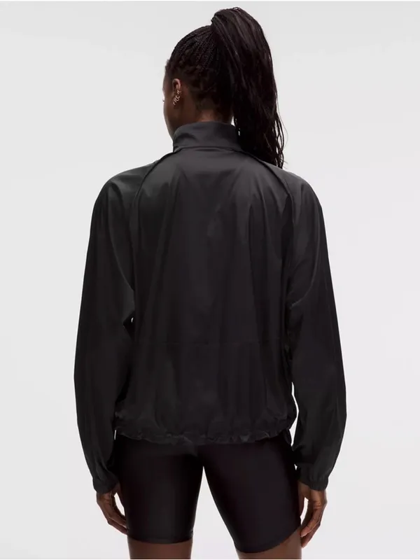 Nwt Lululemon stretch satin flocked training jacket black size small - Image 2