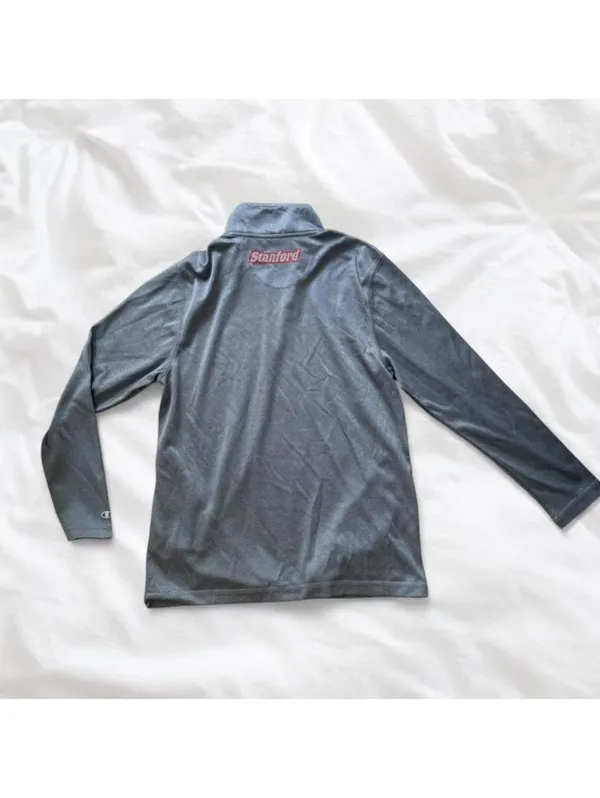 Stanford Champion Gray Quarter Zip Pullover Size Small - Image 5