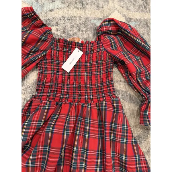 Audrey Parks Francesca's Effie Tartan Plaid Smocked Mini Dress XS NWT $70 - Image 15