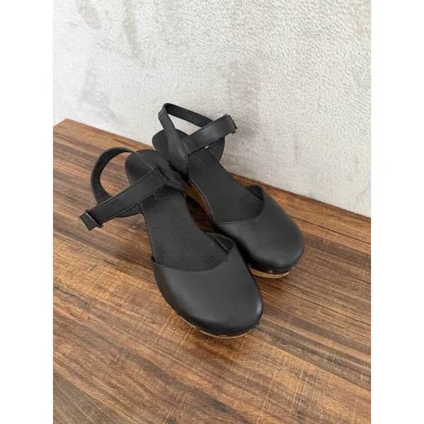 Five Worlds by Cordani Black Platform Wood Sole Studded Clogs Size 9 US 40 - Image 3
