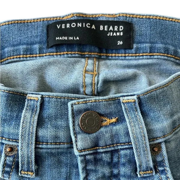 Veronica Beard High Rise Jeans, Light Wash Distressed, Size 26 - Image 9