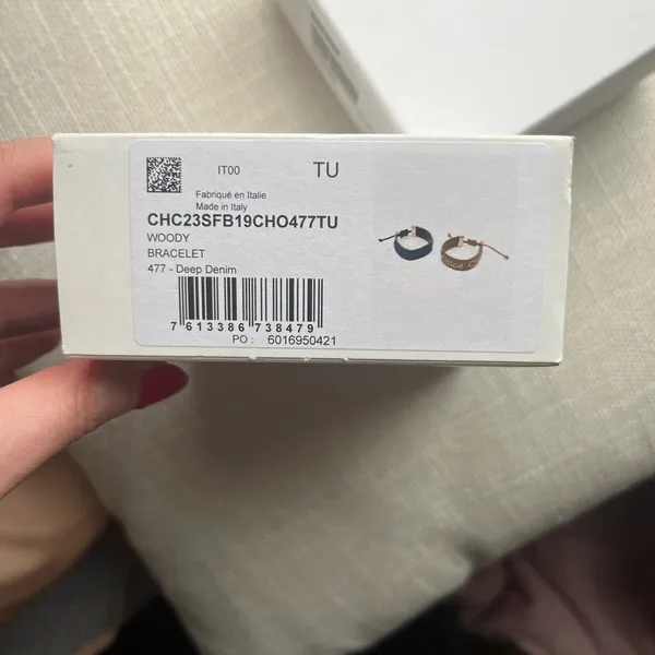 CHLOÉ | Embroidered-Logo Leather Woody Bracelet Navy Blue - Image 11