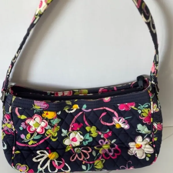 Vera Bradley Purse Shoulder Bag Retired Java Blue Cottagecore Floral Boho Whimsy - Image 9
