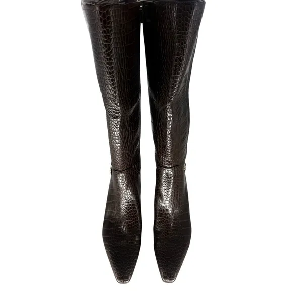 New! Naturalizer Eartha Knee High Boots Chocolate Croc Size 8.5 - Image 8