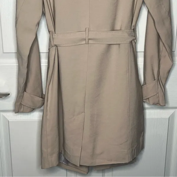 Banana Republic Factory Sz XS Khaki Trench Coat Tie Closure Open Front - Image 9
