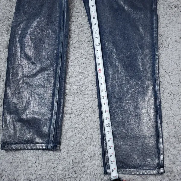 BDG Cowboy Jeans High Rise Straight Relaxed Blue Silver Painted Women's Size 31 - Image 6