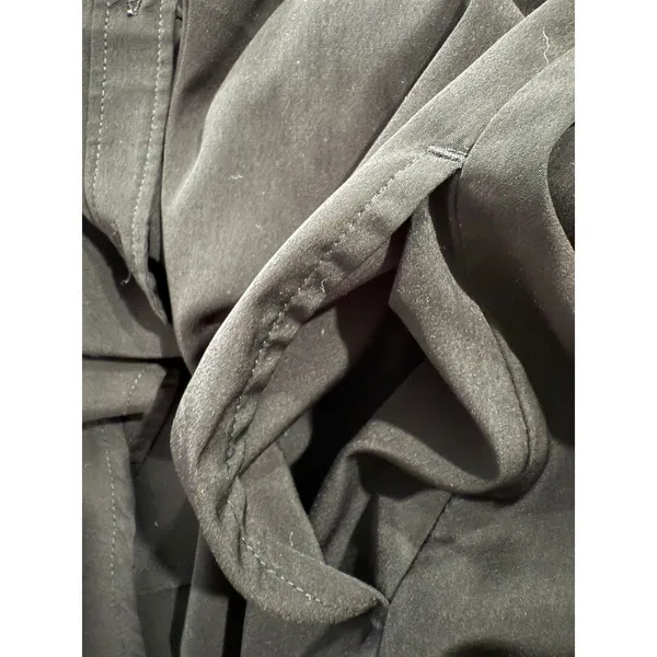 Abercrombie & Fitch Black Dress Ruffle Neck‎ Long Sleeve Tie Waist Medium button - Image 7