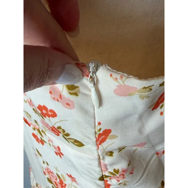 Scarlet Darkness Milkmaid‎ Dress Women Large Ivory Pink Floral Boho Cottagecore - Image 10