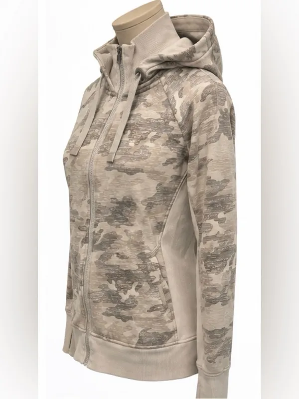 Athleta Camo Full Zip Hoodie Jacket Size Medium Thumbholes - Image 3