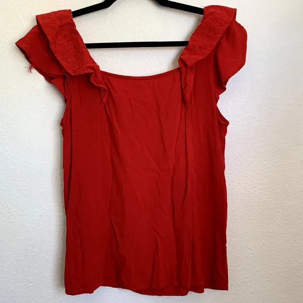 5/$25 Maurices‎ Ruffle Blouse in Red - Image 3