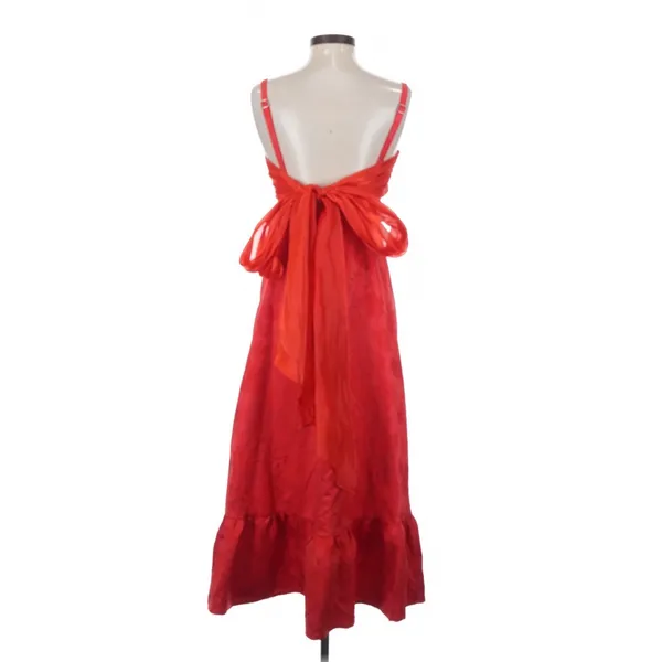 Lulus Major Perfection Red Jacquard Maxi Dress Bow Back Size XS Resort Vacation - Image 7