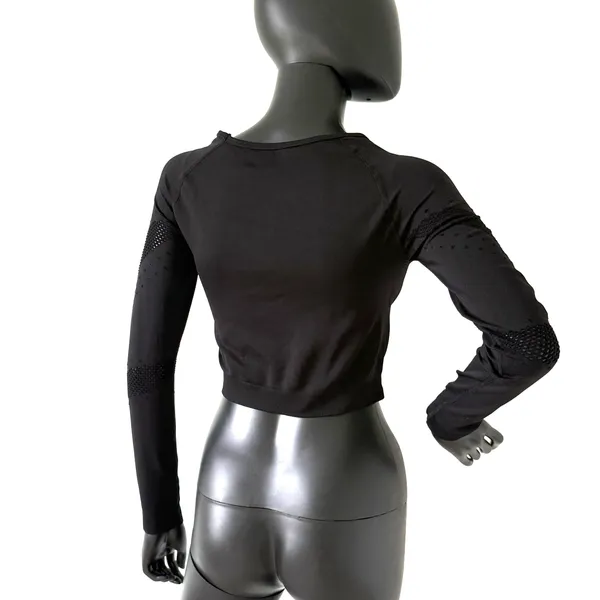 Gym Top T-shirt Crop Top Blouse Cover Up Tee Long Sleeve Sport Tee Slim Fit Top - Image 4