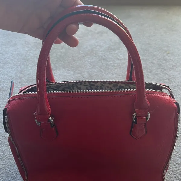 Guess Cherry Red Snake Embossed Satchel Y2K Glam Statement Handbag - Image 7