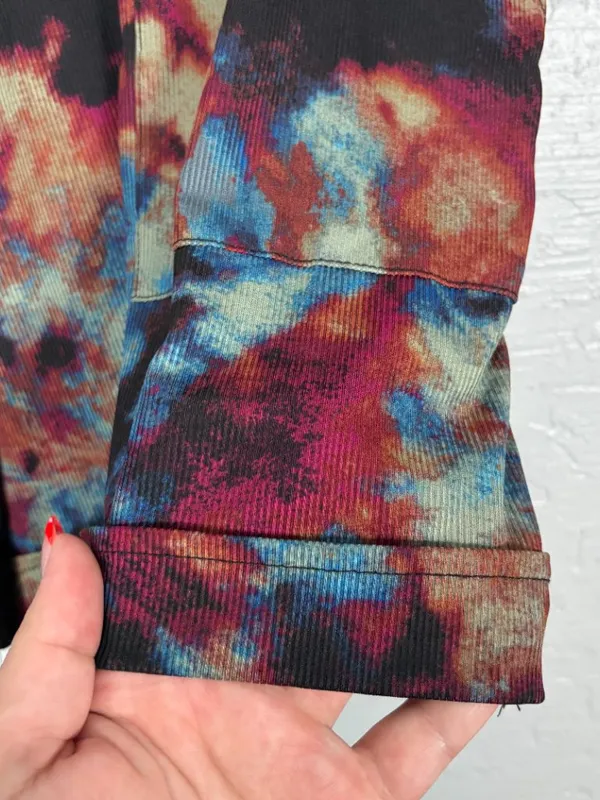 Lularoe Women XL Black Blue Orange Tie Dye Jessica Shorts Pockets Drawstring - Image 2