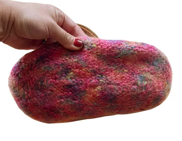 Tote Handbag Marled Woven Wool International Colorful Snap Closure Small Bag EUC - Image 4