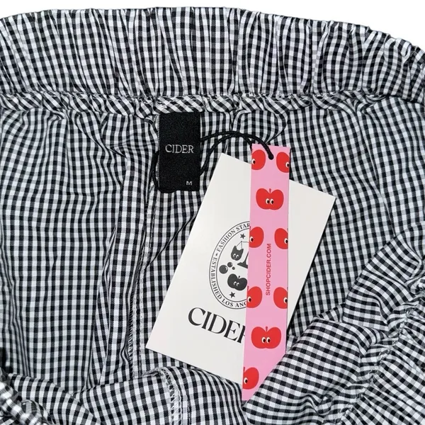 CIDER Y2K Gingham Wide Leg Pants NWT High Waisted Plaid Side Tie Loose Fit Sz M - Image 8