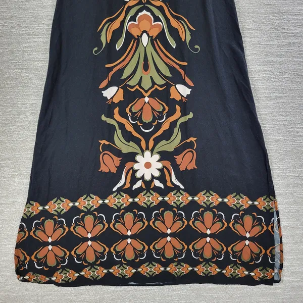 MSK Halter Maxi Dress Womens S Black Floral Tie Band Neck Vacation Summer Boho - Image 13
