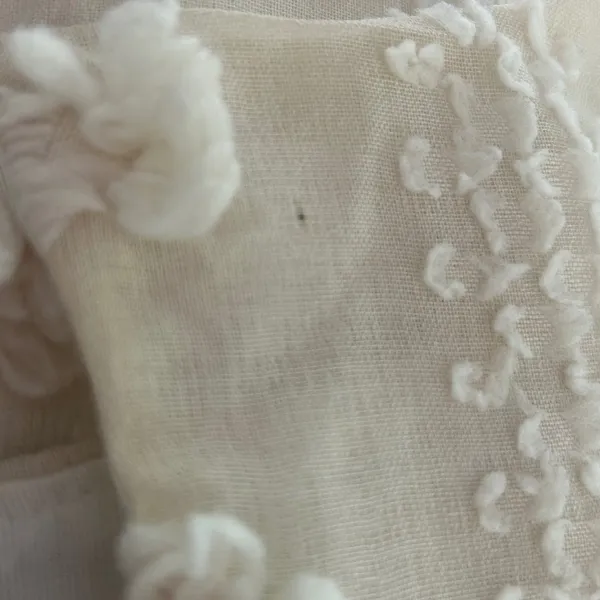 &merci Pom Pom Mini Dress Small Cream Boho Textured Ruffle Cottagecore Romantic‎ - Image 7