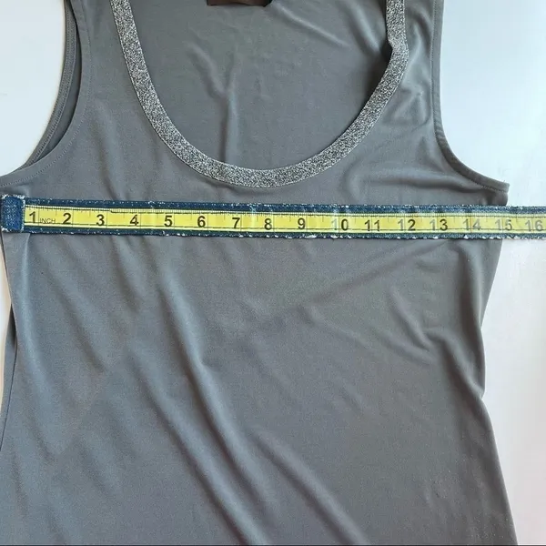 The Limited Sleeveless Top Blouse Silver Sparkle Trim GRAY Medium - Image 10
