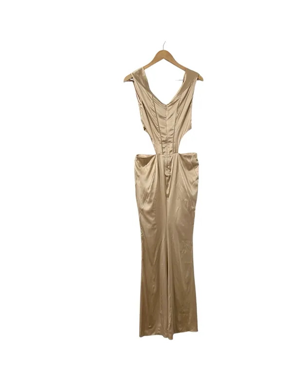NWT RETROFETE Nika Corset Silk Nude Champagne Cut Out Formal Maxi Dress Gown - Image 3