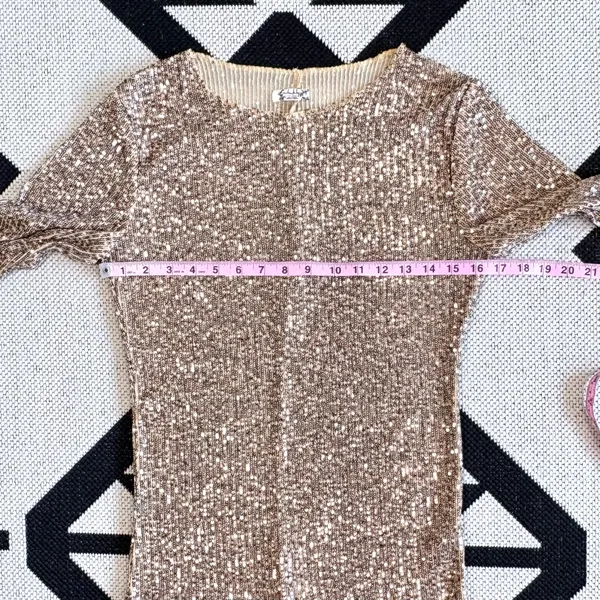 Intimately Free People Gold Rush Sequin Long Sleeve Top Small - Image 8