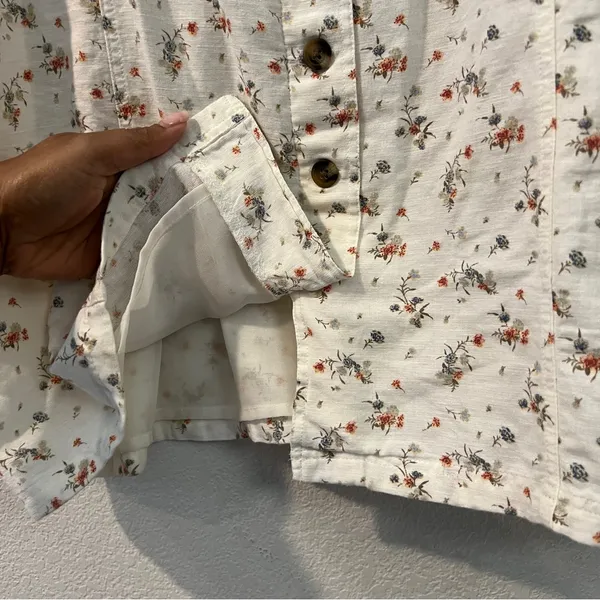 American Eagle Outfitters Ditsy Floral Cotton Linen Button Front Dress‎ Size L - Image 6