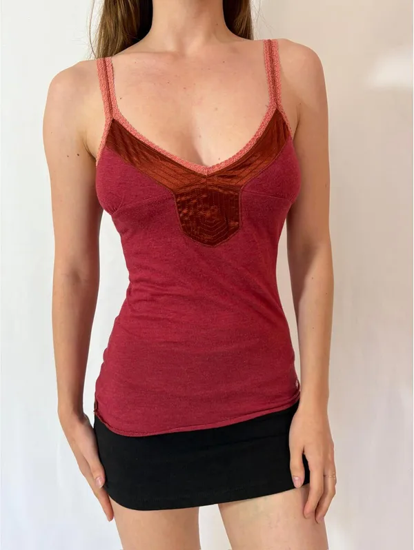 Vintage Abercrombie Red Embellished Elena Gilbert Tank Top - Image 4
