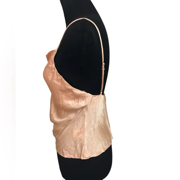 Soft Girl Romantic Satin Cowl Pull Over Camisole Peach Tank Top - Image 3