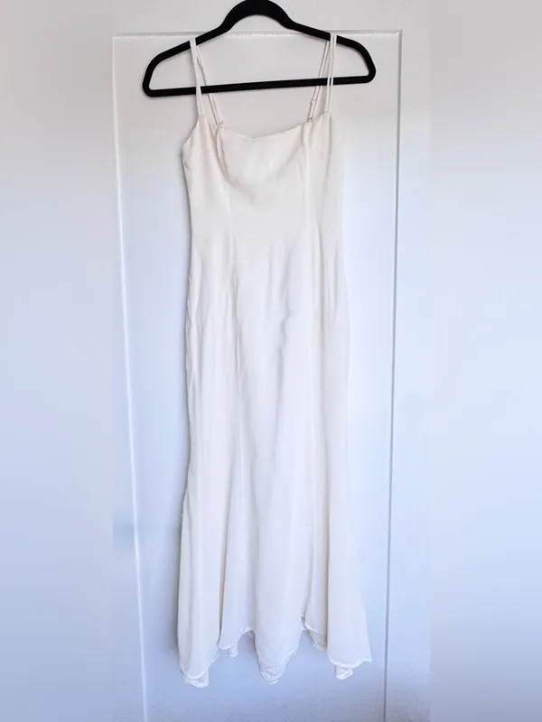 Reformation Portofino Ivory Off-Shoulder Slip Midi Dress Size 4 - Image 5