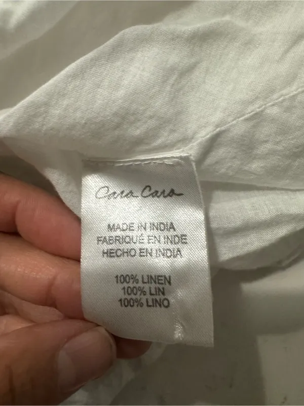 Cara Cara White Linen Eyelet Mini Skirt XS Embroidered Lace Hem - Image 9