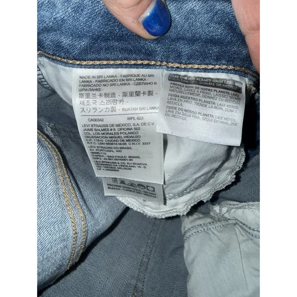 Levi's 535 Super‎ Skinny Jeans Womens Sz 30 Blue Denim Stars Accents Artsy Art - Image 6