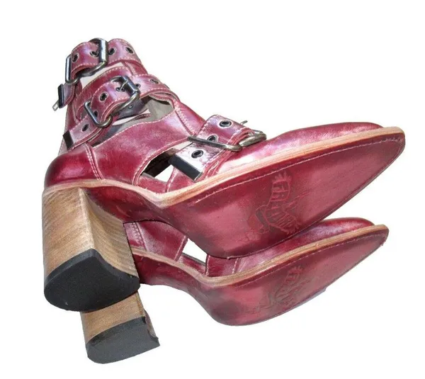 NEW Freebird by Steven Malena Joplin in Red Leather Ankle Buckle Heel Boot 10 - Image 6