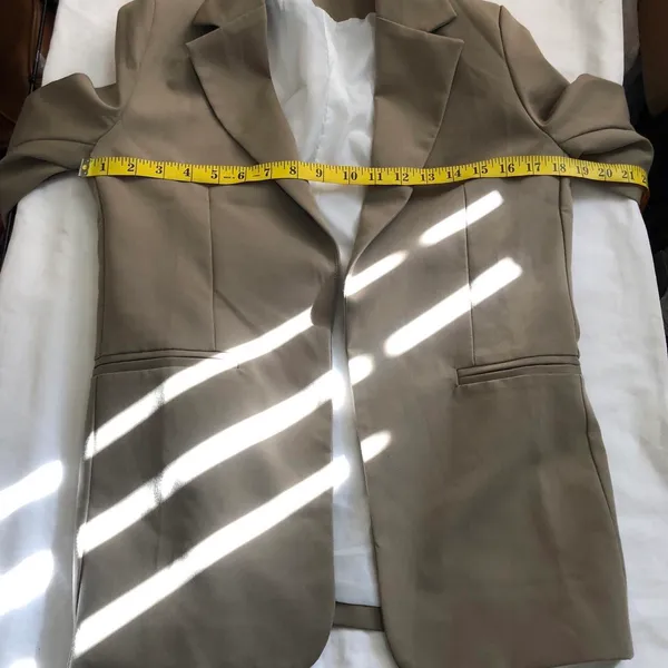 Tan Camel brown long boyfriend fit blazer jacket fully lined Size S - Image 4