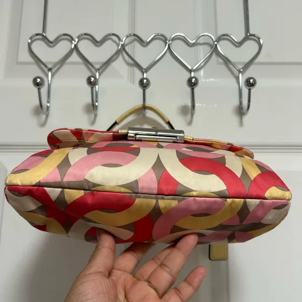 COACH Y2K F22748 Geometric Print Hobo Bag in Red Pink Gold /crossbody bag - Image 5