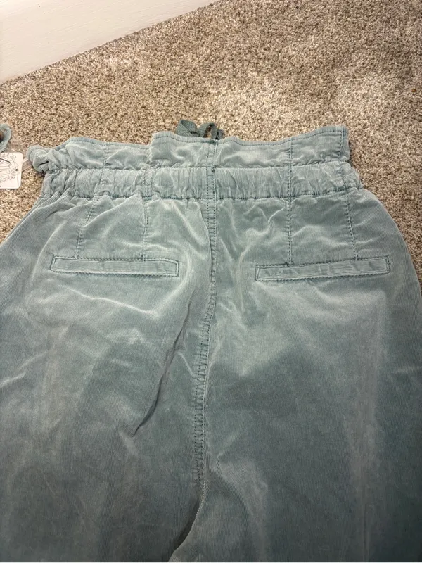 NEW! FREE PEOPLE Margate Pleated Velvet Trousers Washed Out Aqua Green Size XS - Image 11