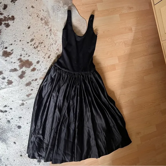 ZARA NWT Black Contrast Midi Pocket Dress Drop Waist ZW‎ COLLECTION Size XS - Image 6