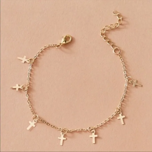 3/$30 💛 Mini Cross Anklet Gold - Image 2