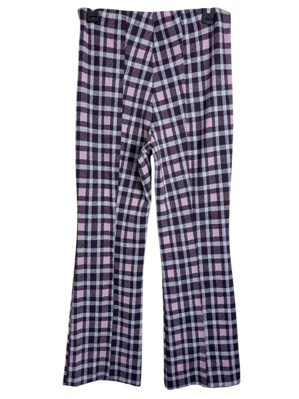 Maeve Anthropologie Cropped Plaid Flare Pants Stretch Preppy Twee Retro Tartan S - Image 3