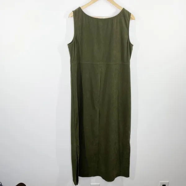 Amanda Smith Womens Y2K Green‎ Faux Suede Sleeveless Maxi Dress Size 14 Earthy - Image 2
