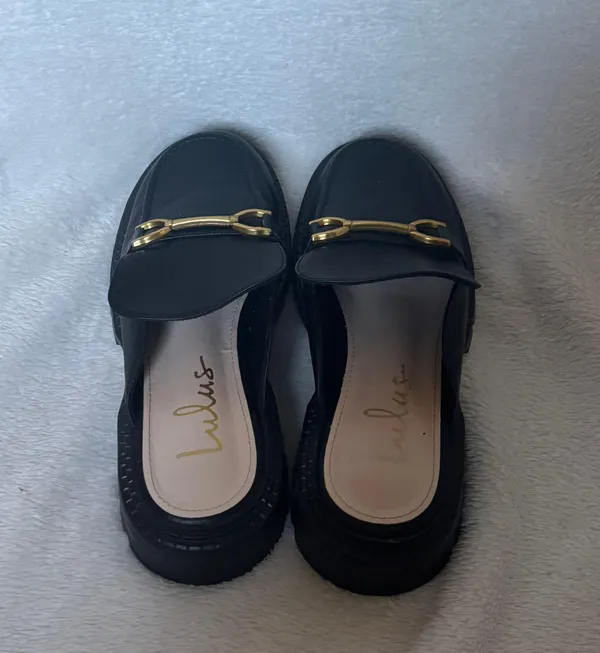 Lulus Jeano Black Lug Sole Slide-On Loafers - Image 4