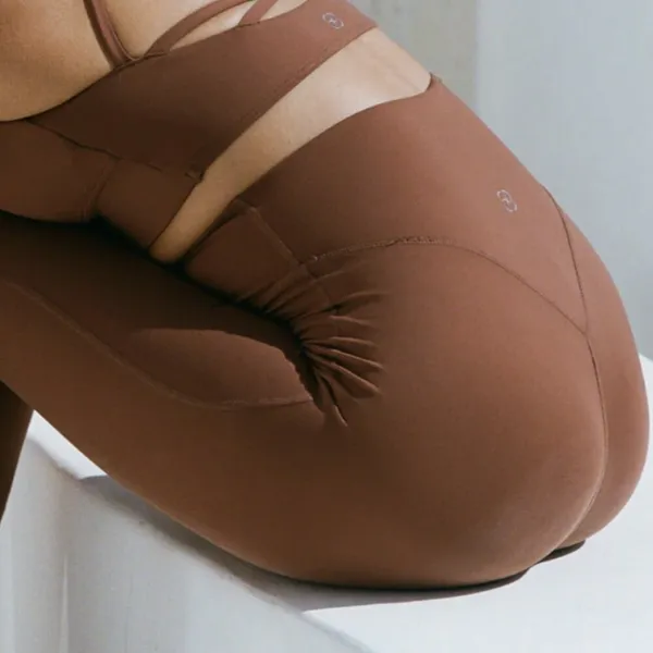 BERLOOK Brown High Waisted Leggings 25” 14 Size M - Image 5