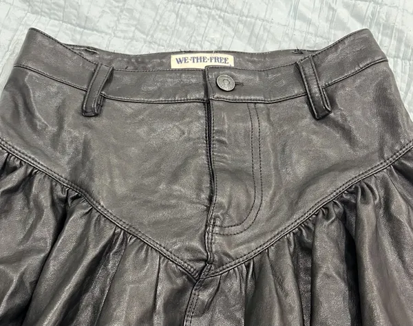 Free People We the free black faux leather pleated mini skirt - Image 10